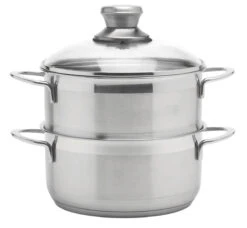 GSW Mirage Stoompan ø 20 Cm Rvs Met Glasdeksel 3-delig