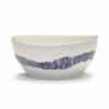 Serax Feast By Ottolenghi Kom S ø 15 Cm H 7 Cm Aardewerk White + Swirl-Stripes Blue -Thuiskeuken serax feast by ottolenghi kom s 15 cm h 7 cm aardewerk white swirl stripes blue