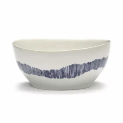 Thuiskeuken 5 Serax Feast By Ottolenghi Kom S ø 15 Cm H 7 Cm Aardewerk White + Swirl-Stripes Blue